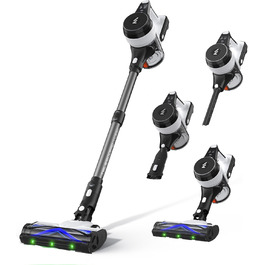 Бездротовий пилосос AlloyMove A01 Grau: потужний акумуляторний пилосос з 48kPa, 550W, 65 хвилин роботи, фільтрація 99.9%, об'єм 1.5L, для волосся, килимів, твердих поверхонь та з настінною підставкою