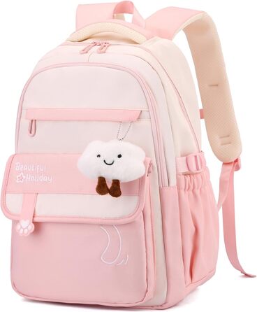 Шкільний рюкзак для дівчаток та хлопчиків-підлітків, рюкзак для жінок, великий шкільний ранець на 15.6 дюймів, рюкзак для ноутбука, шкільна сумка, водонепроникний, рюкзак для школи, шкільні сумки (світло-рожевий)