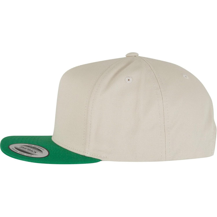 Кепка бейсболка Flexfit Unisex Classic 5 Panel Snapback, універсальний розмір, бежево-зелена