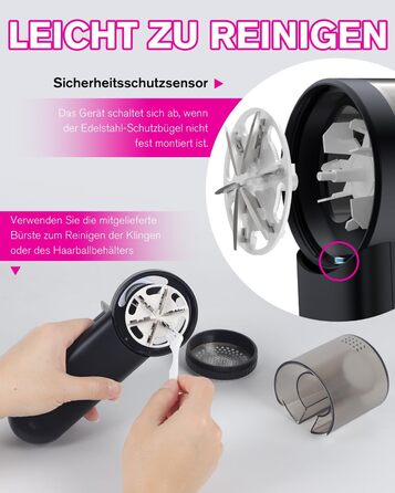 Електрична машинка для видалення кошлатання Homtronics, USB-зарядка, 3 режими, LED-дисплей, 6-лезовий ніж, для одягу, дивану, килимів, чорна