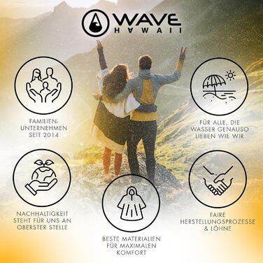 WAVE HAWAII Bathrobe Poncho Women & Men | Size M 160-190cm | 95% Cotton Surf Poncho for Adults | Terrycloth Poncho Towel High Water Absorption | Changing Aid Beach Adults