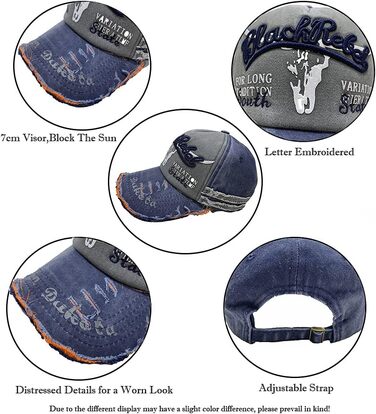 Кепка бейсболка Vintage з бавовни, випрасувана джинсова, ретро, з витертими краями, чоловіча/жіноча, з вишивкою, регульованого розміру, A-Marine