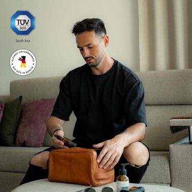 Шкіряна косметичка Berliner Bags Vintage Kulturbeutel Tim XL для чоловіків та жінок, коричнева