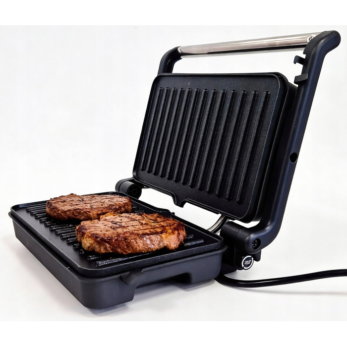 Контактний гриль Kalorik 1200 Вт, сріблястий, з розкриттям на 180°