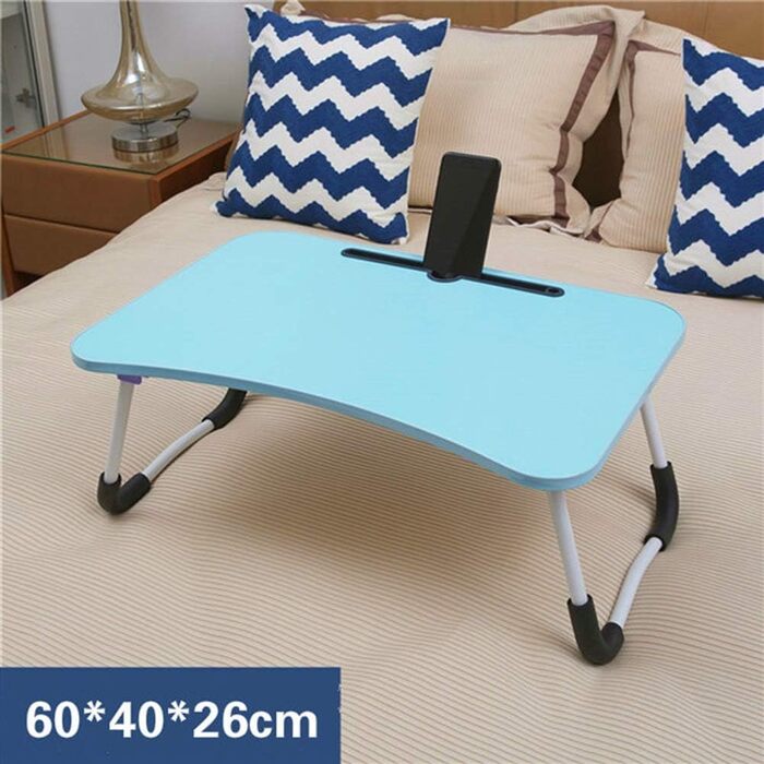 Регульований столик для ноутбука в ліжко, підставка для ноутбука, підставка для читання, 60 x 40 см (Блакитний)