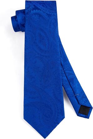 Чоловічий краватка та хустинка Enlision: Комплект з затискачем для краватки та запонками, королівський синій колір