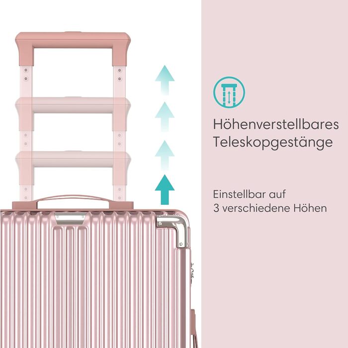 Набір валіз Voyagoux 2 шт. - 39L та 113L, жорсткі валізи, TSA-замок, ABS пластик, 4 колеса 360°, міцні та легкі, рожеве золото