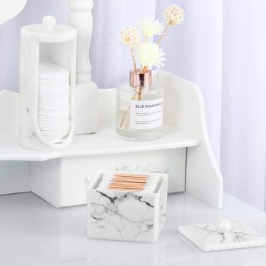 Органайзер для ватних паличок та дисків Luxspire з 2 відсіками, білий | Косметичний бокс з кришкою