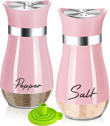 Набір для солі та перцю з нержавіючої сталі з скляною пляшечкою, дозатор спецій, кухонне приладдя для дому, кухні, ресторану, обіднього столу (Рожевий)