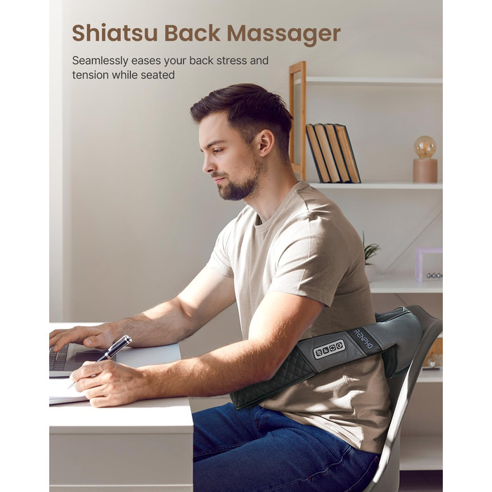 Масажер для ніг RENPHO з підігрівом, Shiatsu масажер для ніг електричний, 18 гнучких роликів для масажу, для фасціїту, подарунок на День батька (сучасний)