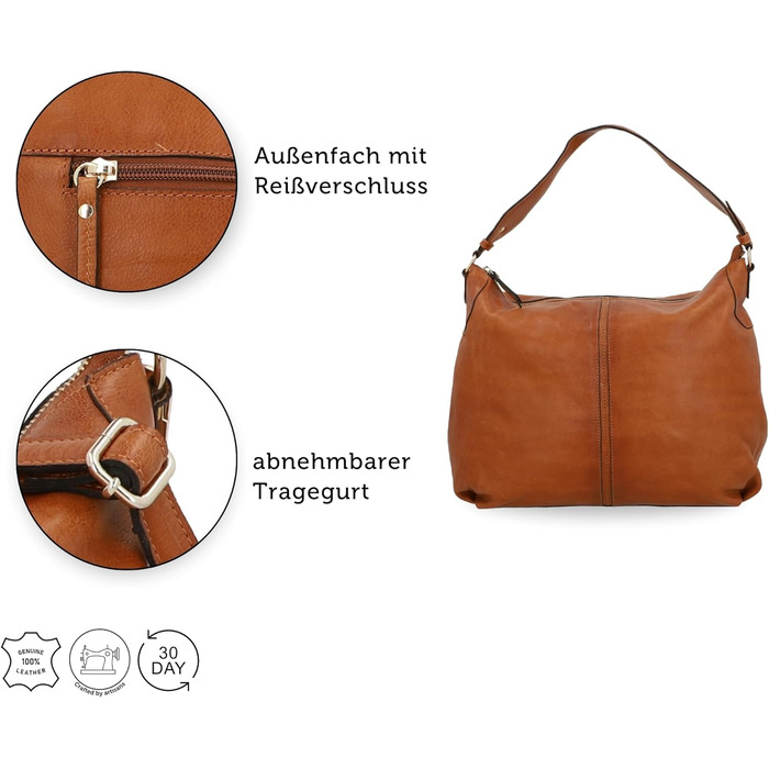 Сумка Gusti Shopper Leder Hannah - жіноча шкіряна сумка-шопер, крос-боді, коричнева