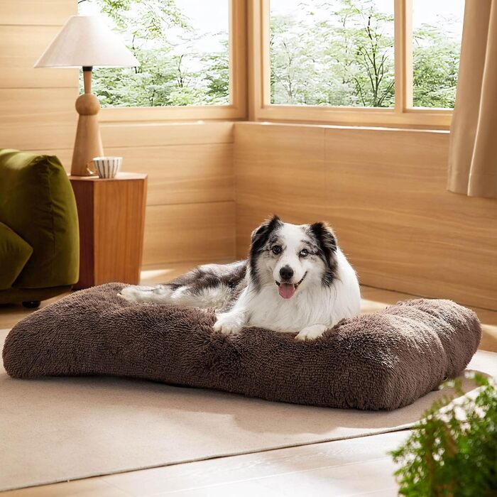 М'яке ліжко для собак BEDSURE великих порід - 104x69x8 см, миється, з антиковзним дном, коричневе