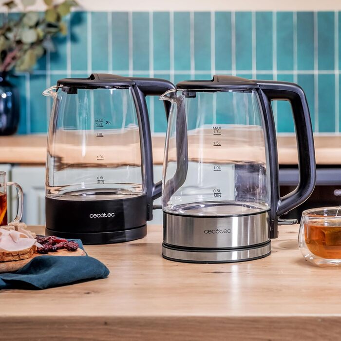 Cecotec ThermoSense 1.7L Electric Kettle - Borosilicate Glass, 2200W, 360° Swivel Base, LED Indicator, Safety System