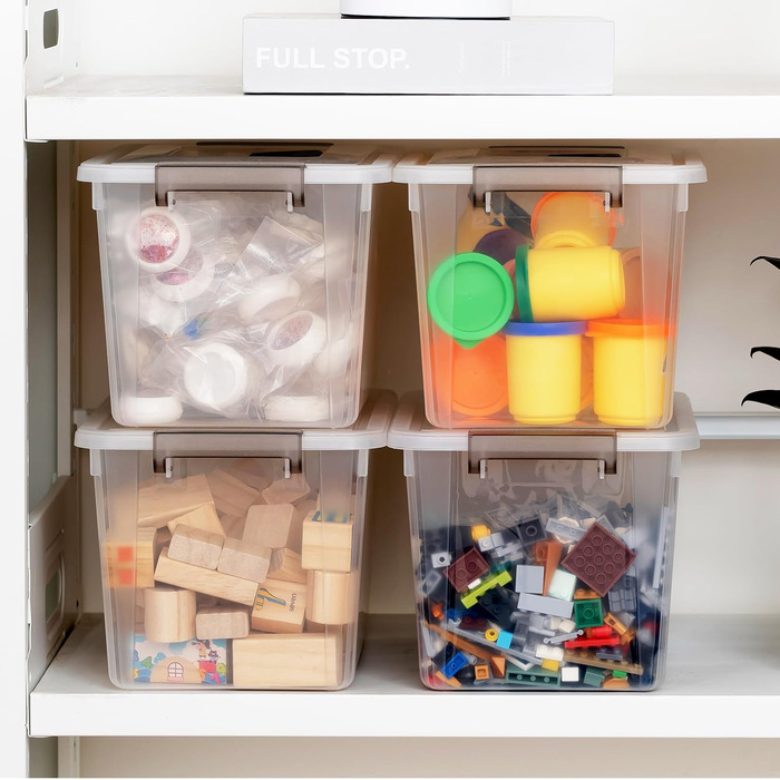Citylife 6-Piece Storage Box Set, 5L Capacity with Lid and Closure Clips, Handle, Stackable, Transparent Box, for Living Room, Bedroom, Garage, 21.4 * 14.5 * 15.5cm