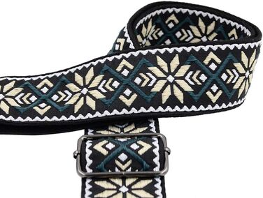 Гітарний ремінь Rayzm з візерунком жакарду, бавовняний, для акустичної та електрогітари, басу, з тримачем для медіатора, металевий бугель 5 см, регульована довжина