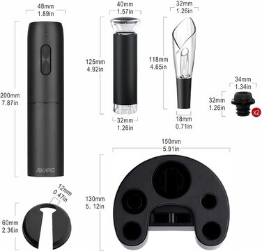 Електричний відкривачка пляшок Aikarо, автоматичний, перезаряджається (Set C)
