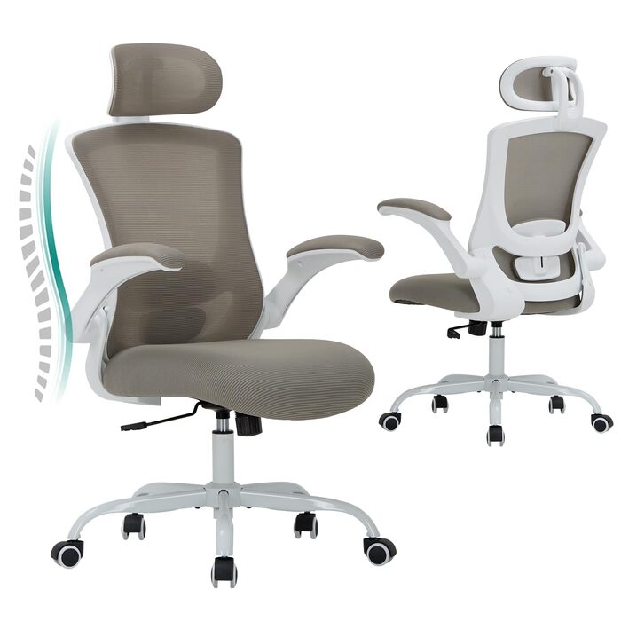 Офісне крісло Colamy Ergonomic з регульованою підголівником та поперековою підтримкою, Khaki