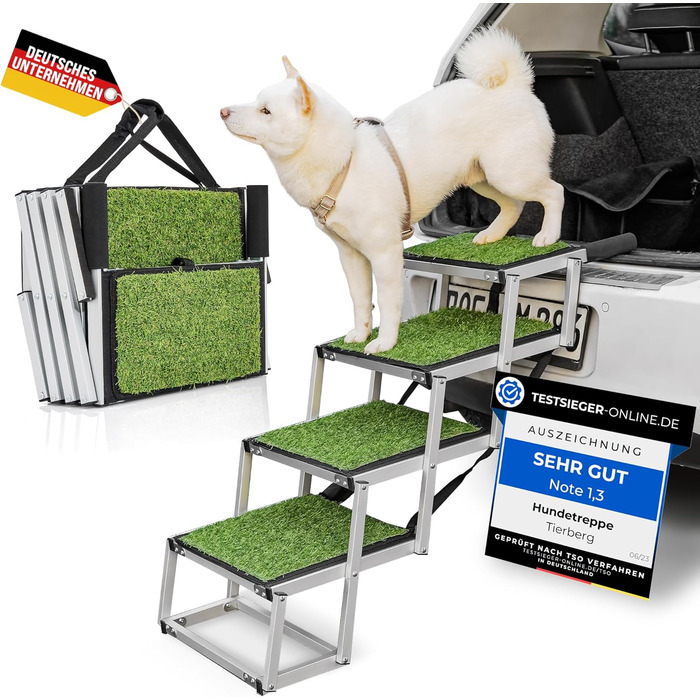 Сходинки для собак у машину, дім, на вулицю, складні - з штучним газоном, до 70 кг, 67 см