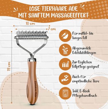 Щітка для підшерстка собак та котів, бамбукова, M-L | TESTURTEIL SEHR GUT