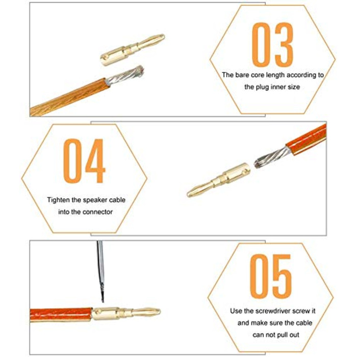 RUNCCI-YUN 24K бананові роз'єми, High End, 4 мм, аудіо, для динаміків, з можливістю паяння або гвинтового кріплення, позолочені, 5 шт. чорного та 5 шт. червоного кольору