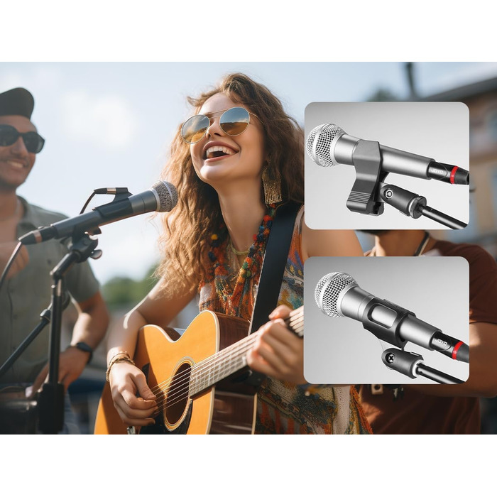 Підставка для мікрофона GUITTO з двома тримачами для смартфона/планшета, регульований кріплення, важка основа, для стрімінгу, подкастів, запису та живих виступів (GMS-04)