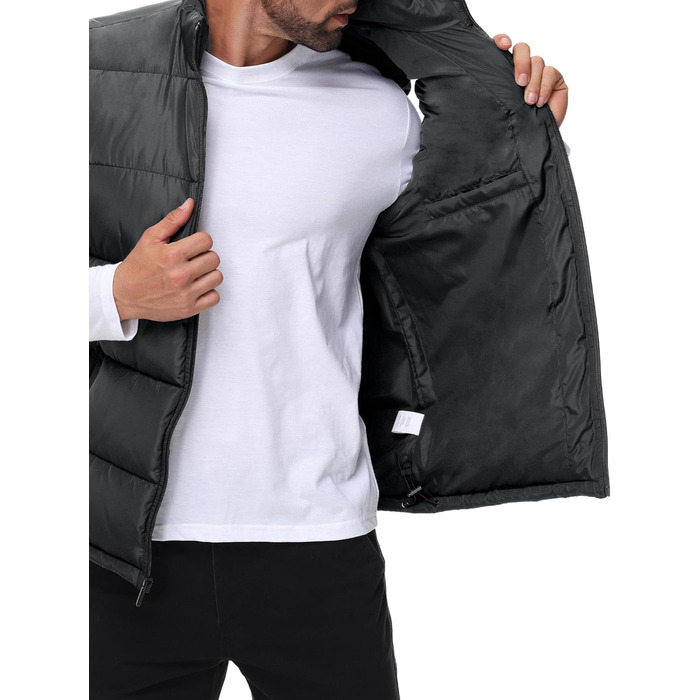 Чоловіча пухова жилетка, водовідштовхуюча, без рукавів, зі стійким коміром, на блискавці, зимова, теплий верхній одяг (M, сірий темно-сірий)