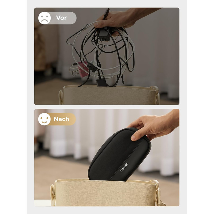 UGREEN Cable Bag Tech EDC Pouch, Cable Organizer Bag, Travel Essentials Cable Bag Organizer, Waterproof, Internal Zippered Layers, For Power Bank, Charger, Adapter, Cables, HDD