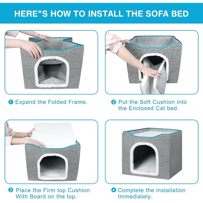 Кігтечка-будиночок для котів Brian & Dany, сіра, 40x40x32 см з ігровим м'ячиком та когтеточкою