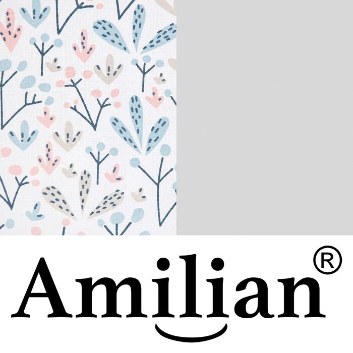 Комплект постільної білизни для дитячого ліжечка Amilian: 100x135 см, 2 шт. (40x60 см), бавовна, для хлопчиків та дівчаток, принт 'Балон-ведмедик' (світло-сірий)