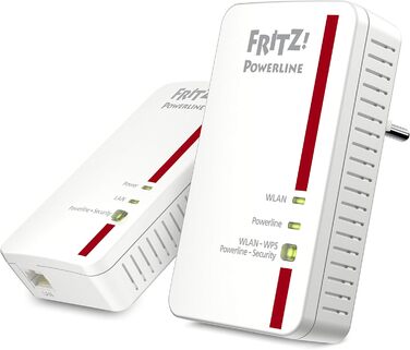 Набір FFRITZ!Powerline 1240E/1000E WLAN: Wi-Fi точка доступу, 1200 Мбіт/с, для медіа-стримінгу та NAS, білий