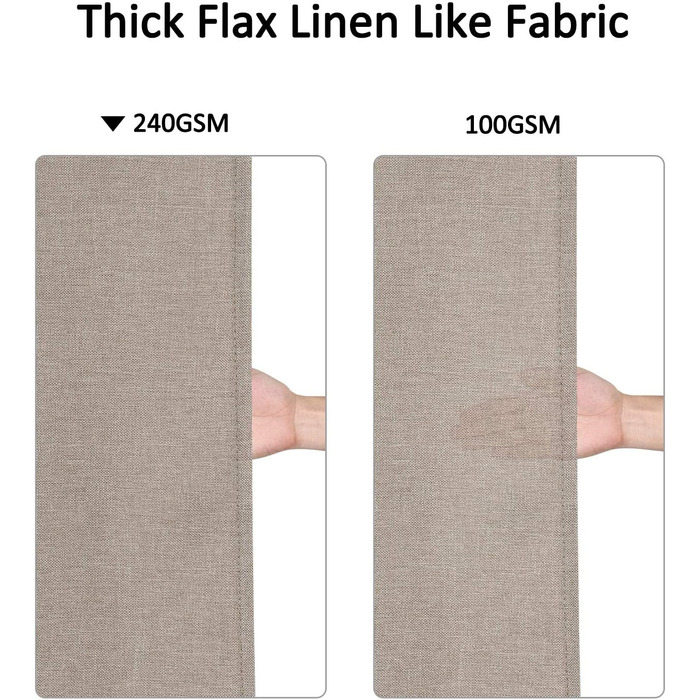 Штора для душу LinTimes з льону, 180x200 см, бежева (Taupe), важкий 240 GSM, з гачками, готельний люкс, машинне прання