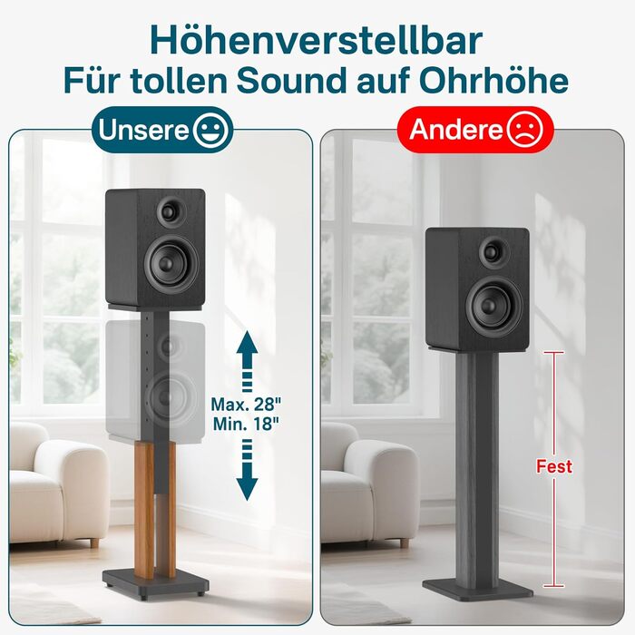 Регульовані підставки для акустики, сумісні з більшістю сателітної, студійної та поличкової акустики. Підходять для Klipsch, Edifier, Yamaha, JBL. Максимальне навантаження: 23 кг