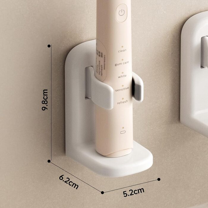 Настінний тримач для електричної зубної щітки Toski (2 шт.) - без свердління, для 4 щіток, білий