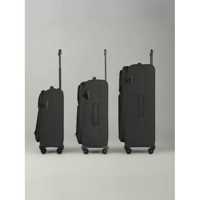 Набір валіз SMARTBOX 3 шт. для жінок та чоловіків | Легкі та міцні валізи-ролери, високоякісний softcase, 4 колеса та кодовий замок | Розширювані з деhnfalten (Edition 04) Чорний