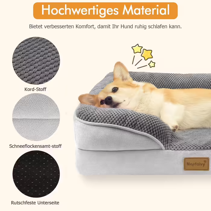 Orthopedic Dog Bed for Large Dogs - Dog Basket, Dog Sofa, Washable with Egg-Shaped Foam, Dog Couch with High Edge and Non-Slip Bottom for Large Dogs, 111x80cm (M - 76x55cm)