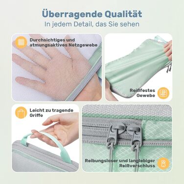 Набір з 8 компресійних органайзерів для валізи - чорний та м'ятний (8 шт.)