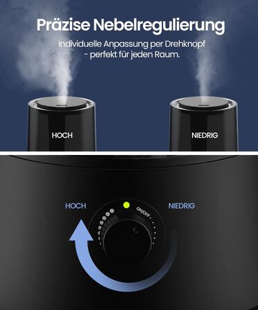 Зволожувач повітря Raydrop для спальні та дитячої кімнати, 1,7 л. Тихий, компактний ультразвуковий зволожувач для дитячої та рослин, просте керування та легке очищення, автоматичне вимкнення, 1,7 л, білий (4,0 л, чорний)