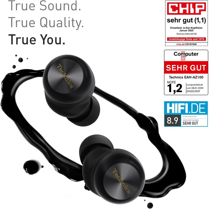 Technics EAH-AZ100E-S Бездротові навушники з активним шумозаглушенням, 10 мм драйвер, Multipoint Bluetooth, Voice Focus AI, комфортні, сріблясті