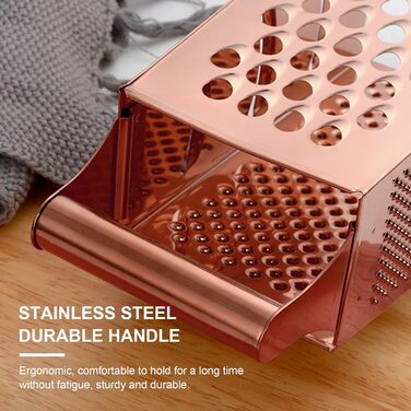 Нержавійна тертка YDware для овочів, квадратна, 23,7 см, рожеве золото