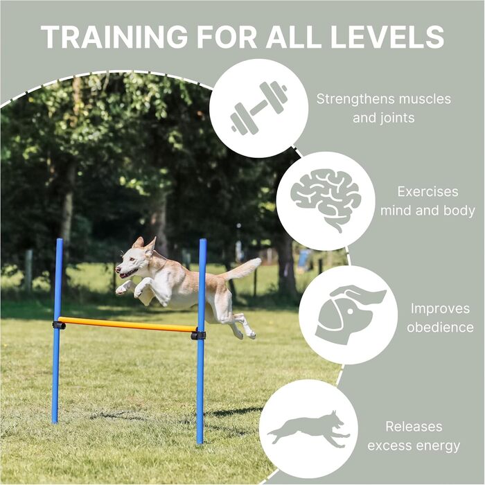 Бар'єр для аджиліті TRIXIE для собак – обладнання для аджиліті з регульованою перекладиною, тренувальне обладнання для собак, ідеально підходить для початківців та досвідчених, 123 x 115 см - 3270