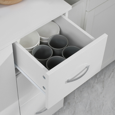 HOMCOM Freestanding Kitchen Cabinet, 89 x 39.5 x 168 cm, Modern White Buffet Cabinet