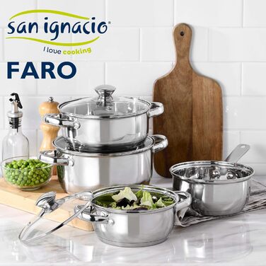 Набір кухонних аксесуарів San Ignacio Faro: 8 предметів + 3 сковорідки (18/22 см) + гриль (28x28 см), нержавіюча сталь