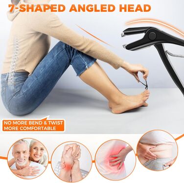 Нагрівач для нігтів для людей похилого віку з товстими нігтями, кутовий нігтьовий різак, нігтьовий різак для ніг з контейнером для збору, нержавіюча сталь, великий нігтьовий щипчик з широким отвором, ергономічний нігтьовий щипчик для чоловіків, чорний, широке відкривання та кутовий наконечник