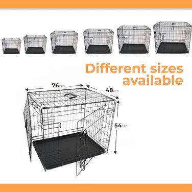 Клітка для собак DIVCHI з піддоном - міцна, складана, з двома дверцятами | Легко миється, знімний піддон, будиночок для котів | Чорна (122x76x81см) (76 x 48 x 54см)