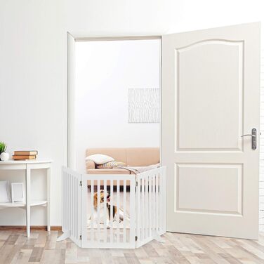 Захисне ворота для собак Relaxdays, 70x154 см, 3 панелі, складане, з ніжками, біле, MDF