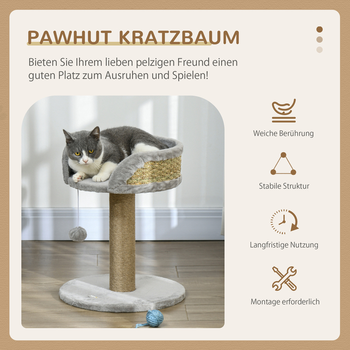 PawHut Дряпка для котів маленька, 49 см котячий комплекс, котячий дряпка з іграшковим м'ячиком, лежанка, кігтеточка для котів до 4 кг, котячі меблі, джутова тканина сірого кольору | Aosom