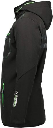 Чоловіча водонепроникна куртка Softshell Geographical Norway Royaute — дихаюча тактична вітрівка з капюшоном для зими та активного відпочинку (Black_Green, L)