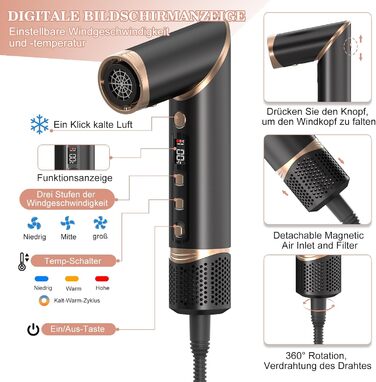 Мультистайлер для волосся AirStyler 1600W: фен, плойка, насадки для укладання, чорний