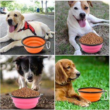 Складні миски для собак та котів SLSON (2 шт.) – 1000 мл, оранжевий та рожевий кольори