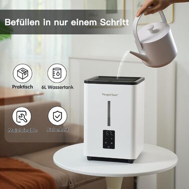 Зволожувач повітря 6L Top Fill, ультразвуковий, 1000 мл/год, автовимкнення, білий EH18S